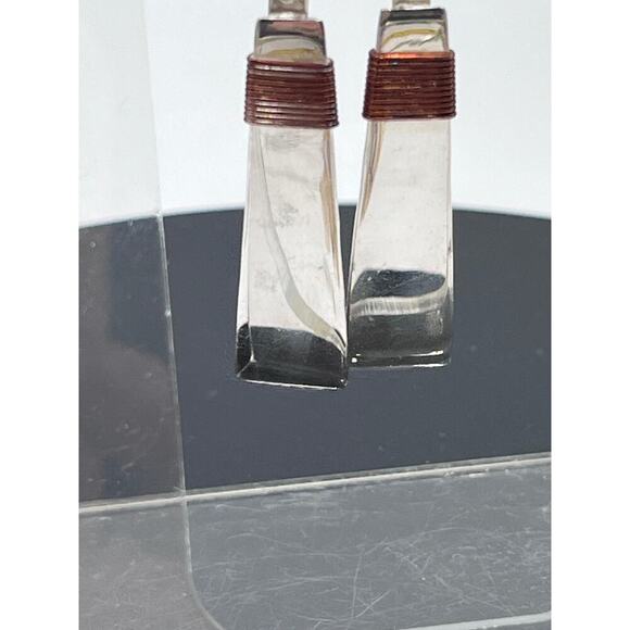 Mexico 925 Designer Signed  
Copper Wrapped Dangle Cone Shaped Earrings - Picture 4 of 12